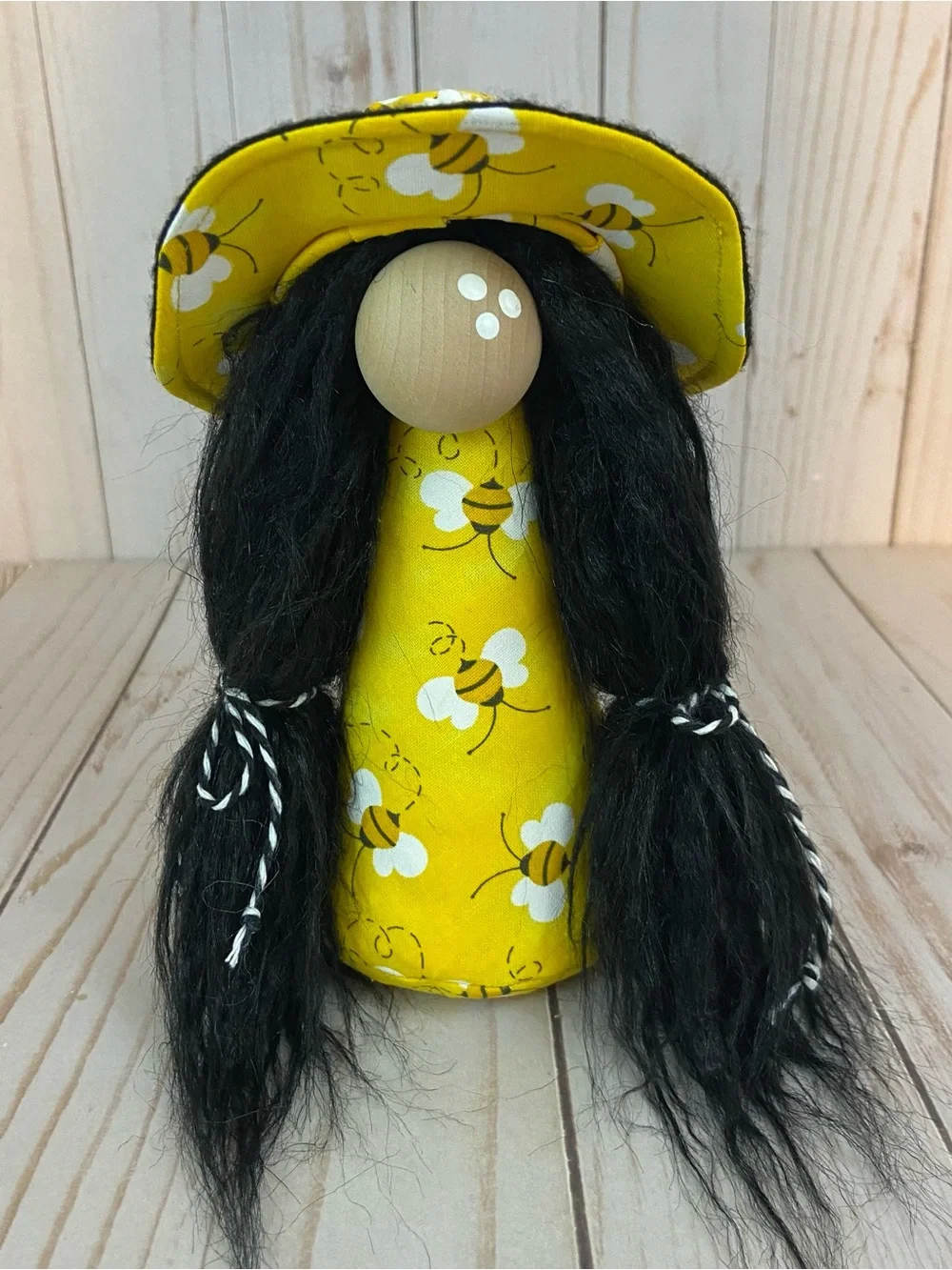 Handmade Bee Gnome Girl – Spring Summer Decor, Bumble Bee Tiered Tray Gnome - Picture 4 of 14